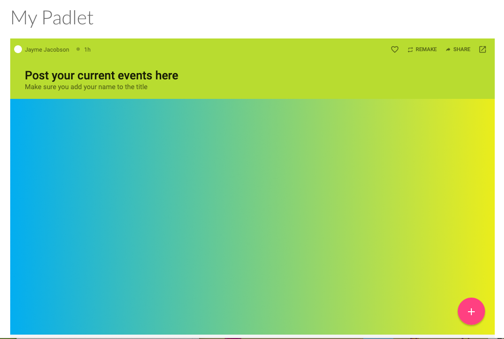 Screenshot of an example Padlet embed in Canvas course