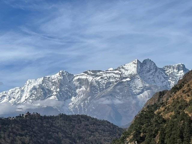 Mount Everest on a sunny day in Nepal.