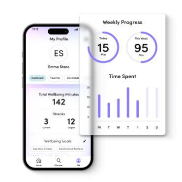 Screen short of wellbeing tracking in Roundglass Living app