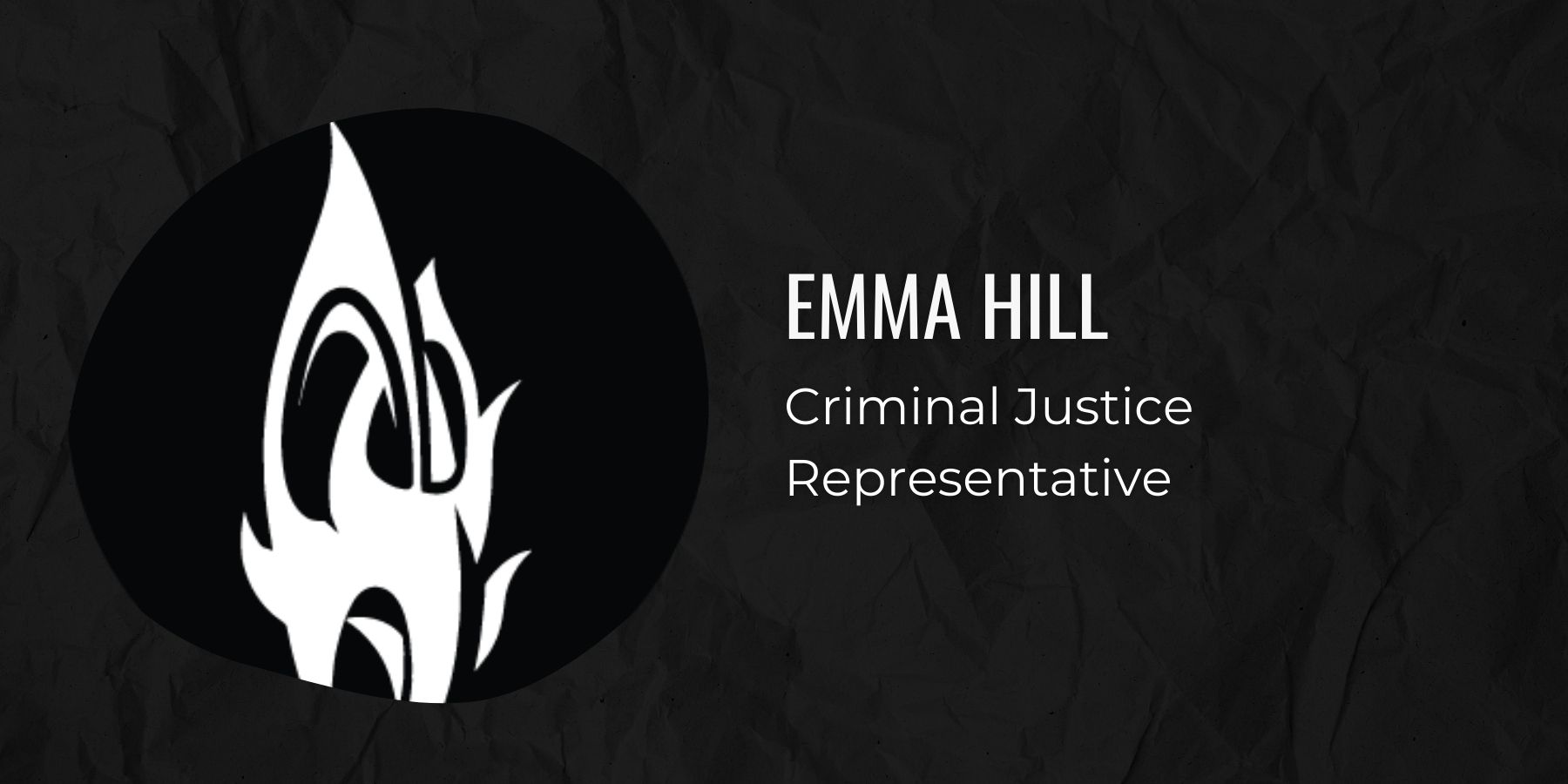 Illustration of fountain and text Emma Hill, Criminal Justice Representative