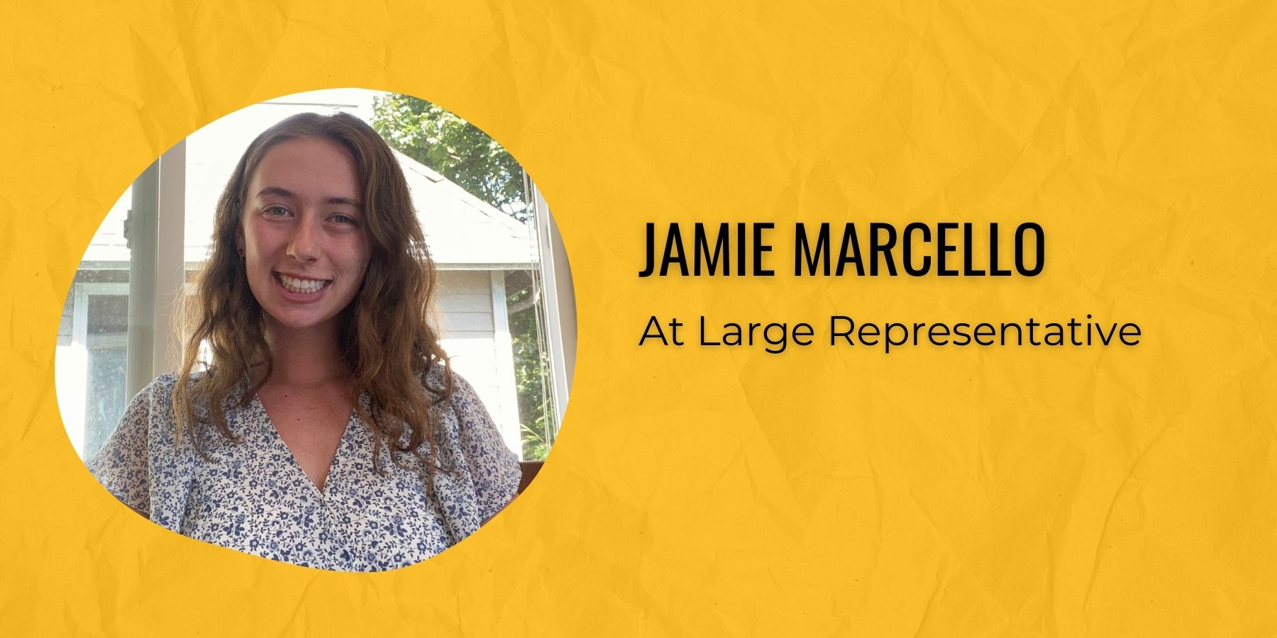 Image of Jamie Marcello and text: At Large Representative