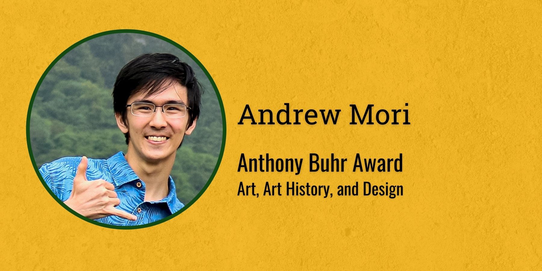 photo of Andrew Mori and text