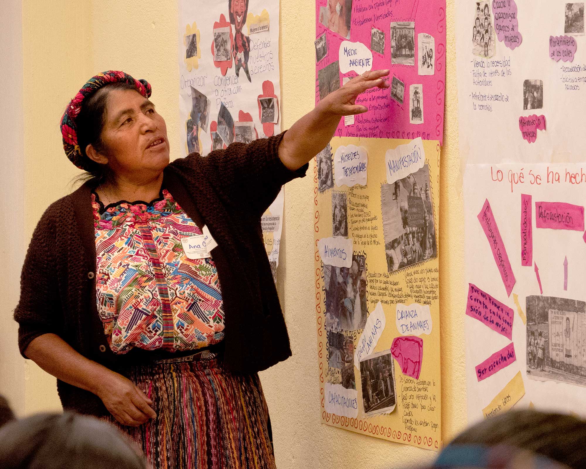 Women leader explains NGO services Quetzaltenango, Guatemala 