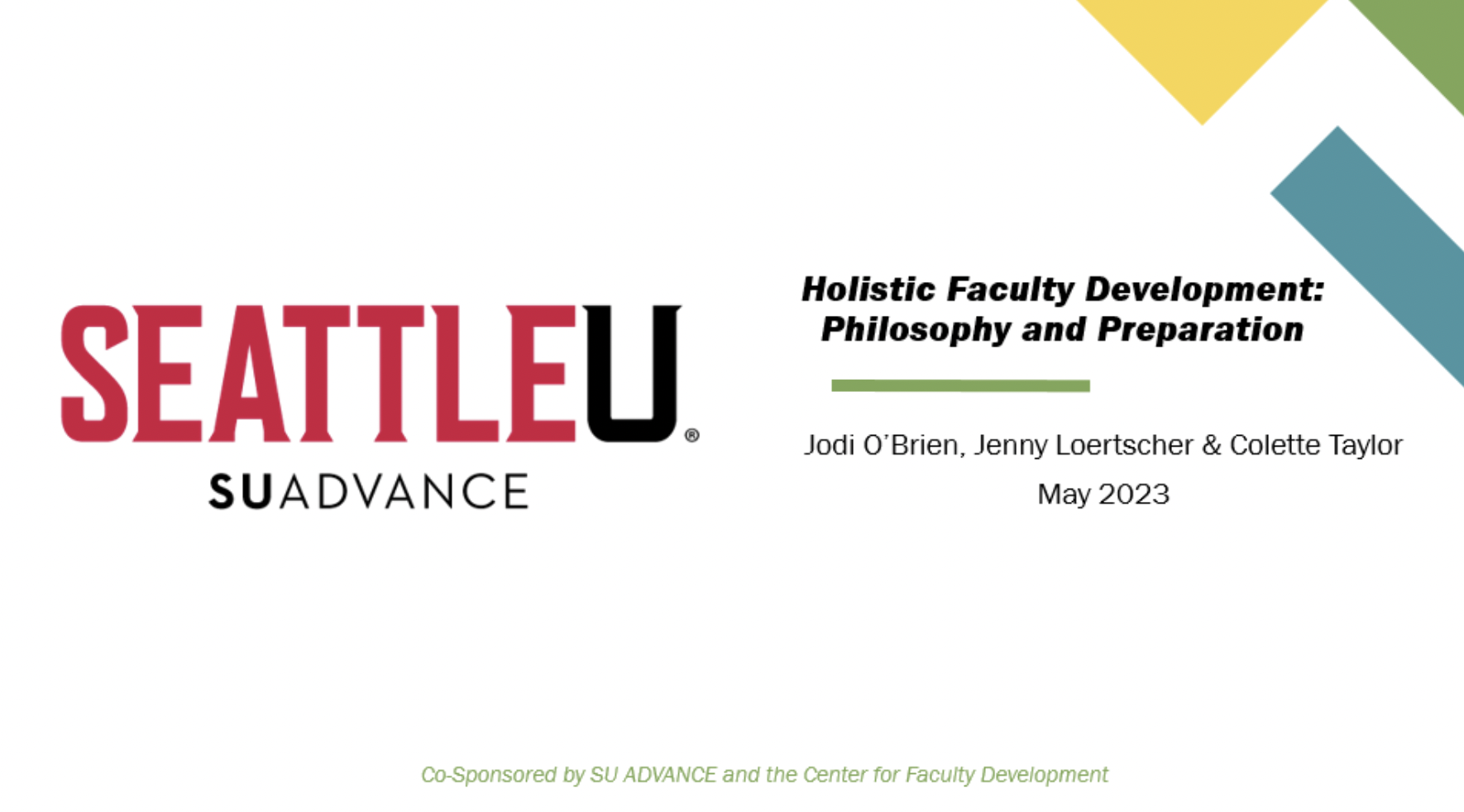 Holistic Faculty Development title slide