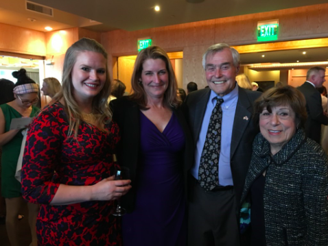 Amelia Marckworth, Sue Oliver, Don Leuthold and friend take a picture together at the 2017 Alumni Dinner