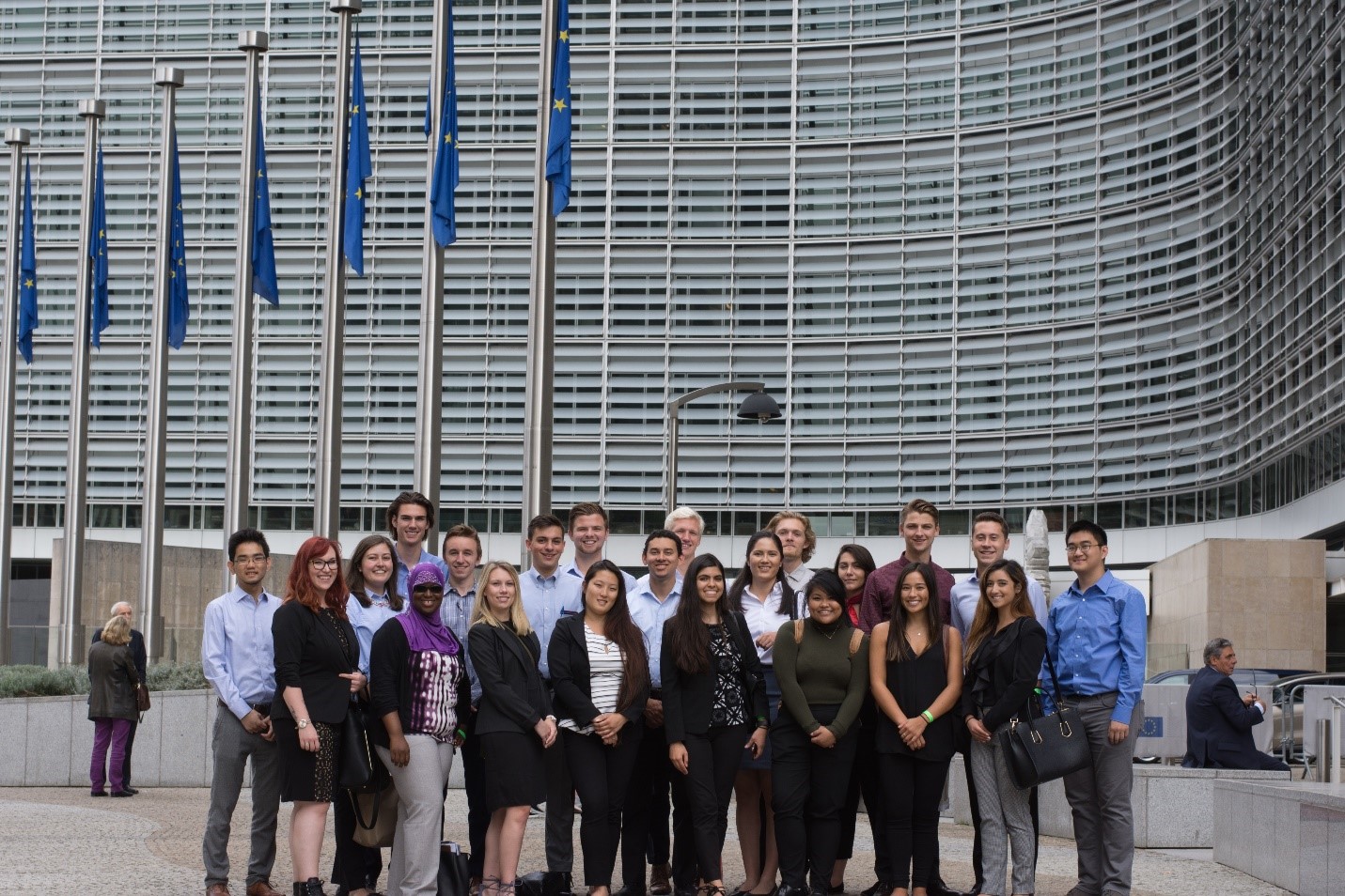 EU study tour group in front of a building