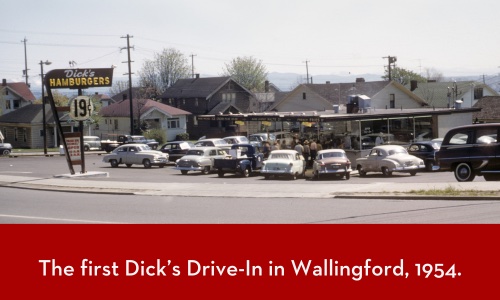 The first Dick's Drive-In location in Wallingford, sometime close to the grand opening in 1954.