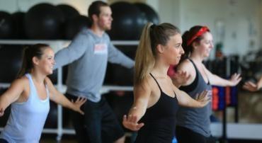 Students participating in a fitness class.