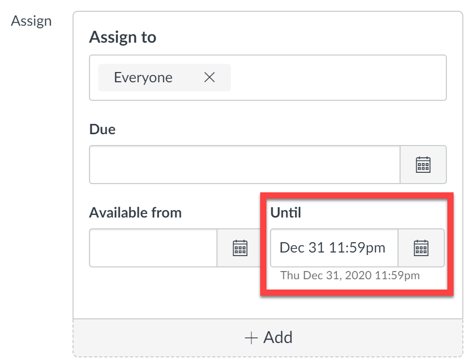 Screenshot highlighting a date in the 'available until' field