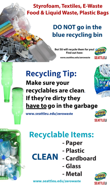 Make sure all recyclables are clean before you put them in the bin, if you are unsure if it is recyclable or not, just throw it out!