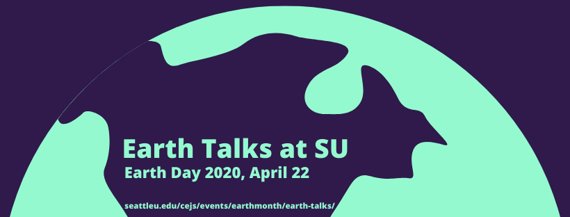 earth talks banner, globe with event details