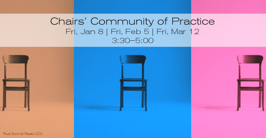 Three spatially distant chairs on colored backgrounds