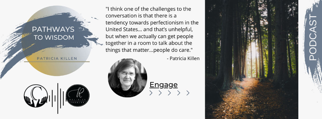 Image of Patricia Killen with Quote and path through trees