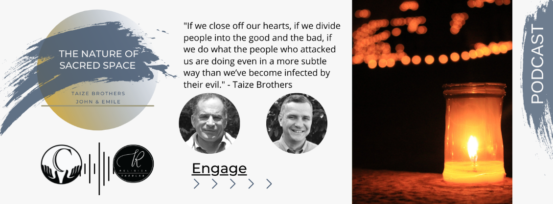 Image of Taize Brothers- John and Emile with quote and candle