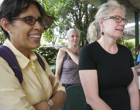 Professor Marissa Olivares and Dr. Serena Cosgrove, with Dr. Susan Meyers in background