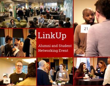 A montage of photos of students and alumni at LinkUp 2019
