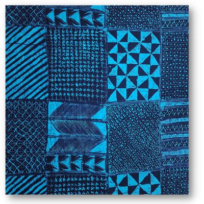 Indigo and teal dyed pattern