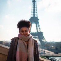 Ruth Yohannes in front of the Eiffel Tower
