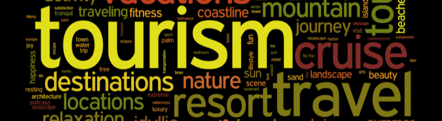 Word graph with focus on tourism and travel