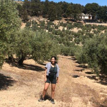 Alina Taylor in a Spanish orchard