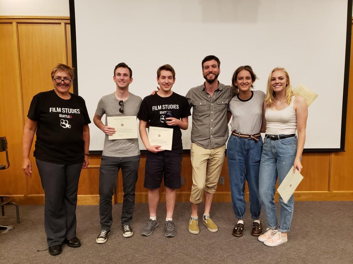 Students receiving Best Social Justice Film award