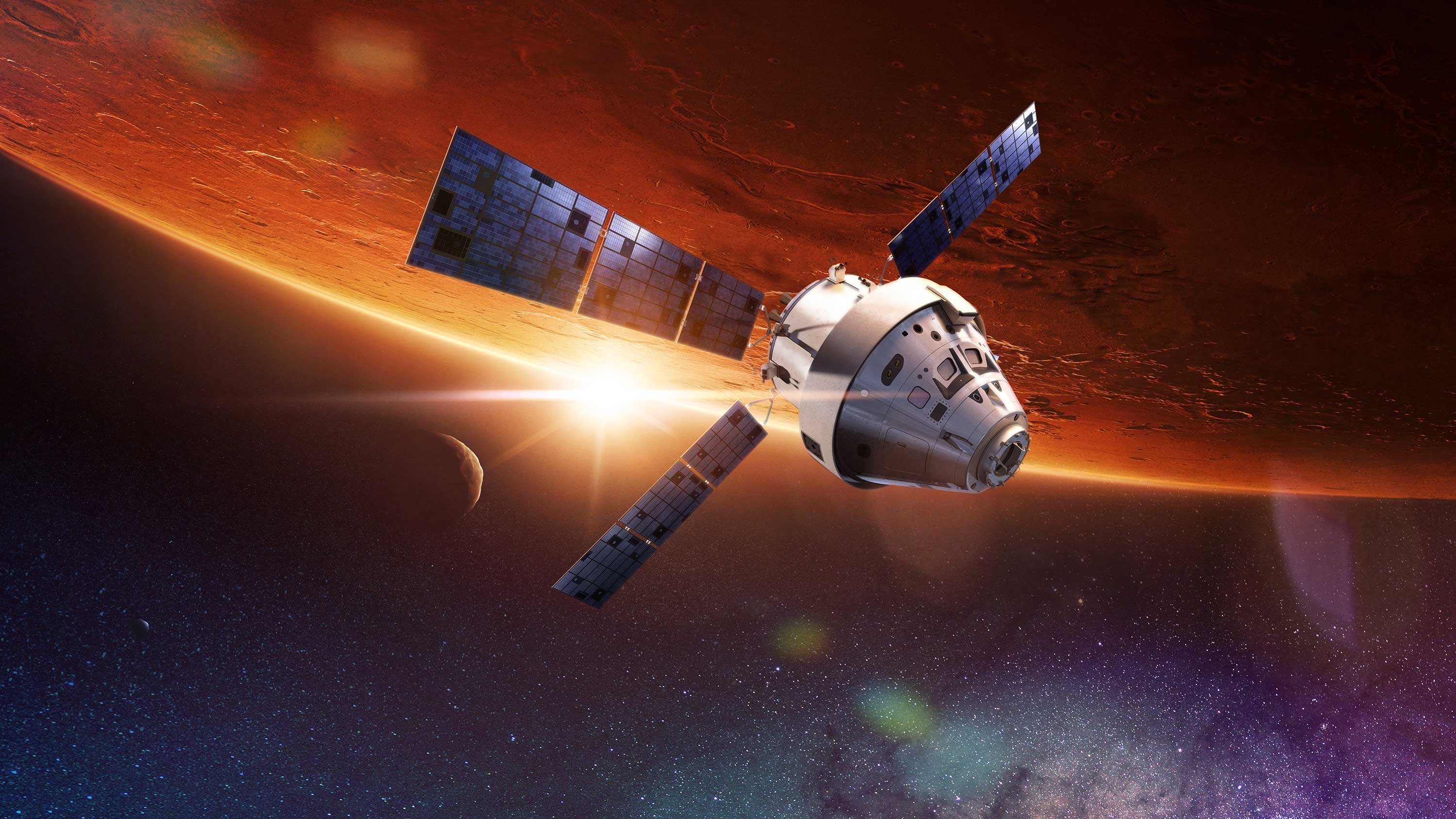 Космический корабль летит. Межпланетный космический корабль Orion. Полет на Марс. Пилотируемый полет на Марс. Космический корабль на Марс.