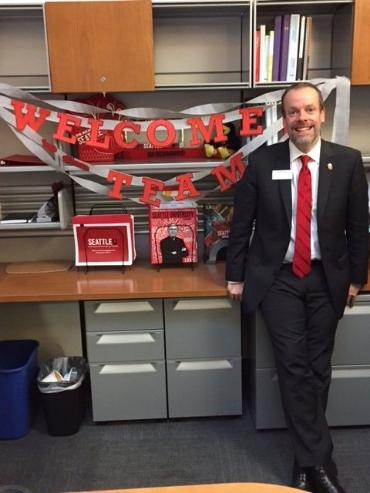 Jonathan Brown in his new office