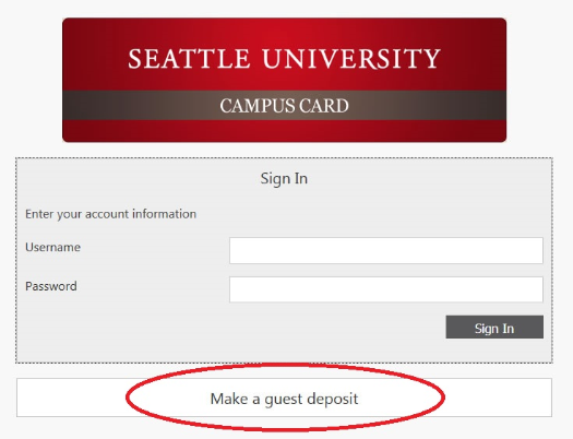 eAccounts guest deposit screen
