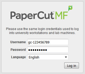 papercut guest login screen