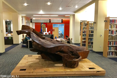 Bird in Flight sculpture in Lemieux Library