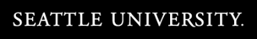 Typeface Seattle University logo in white font on black background