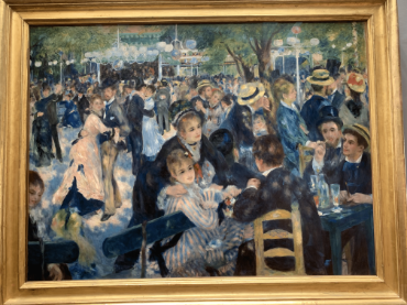 A painting of a dance/gathering.