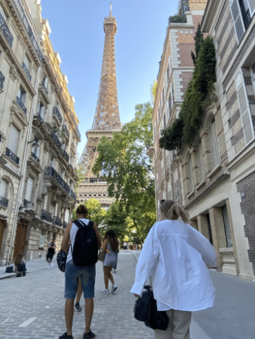 A pathway to the Eiffel Tower.