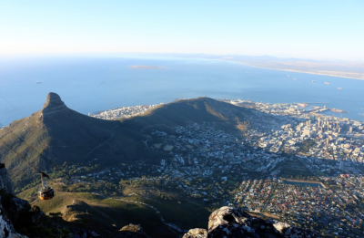 view from mountain top over seeing Cape Town South Africa