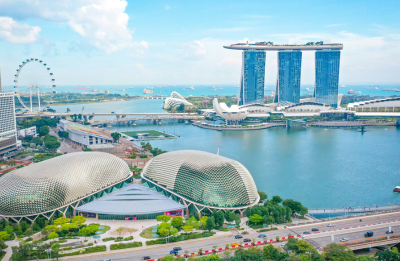 Aerial view of Singapore's Marina Bay Sands