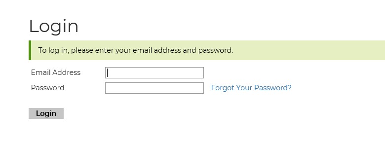 Screenshot showing the log in fields to verify email and password.