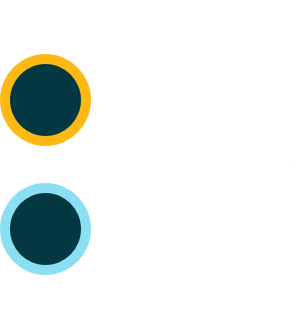 Two connected circles, representing students, with three lines as they share their ideas