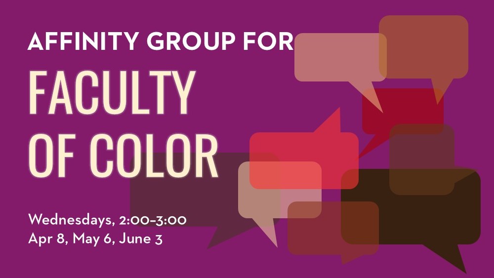 Text bubbles on purple background with event details overlayed