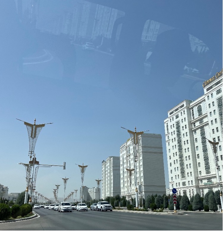 Street Scene with Marbled Buildings and all White Cars, Ashgabat, Turkmenistan