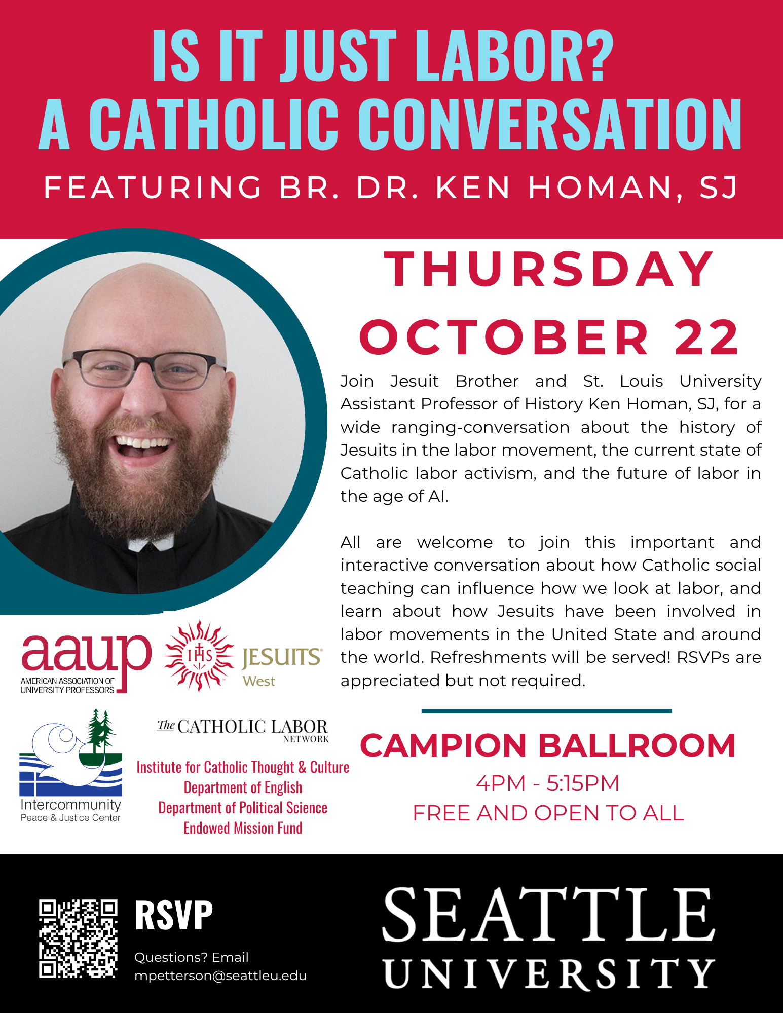 a flyer advertising an event with brother ken homan on thursday october 22 2026