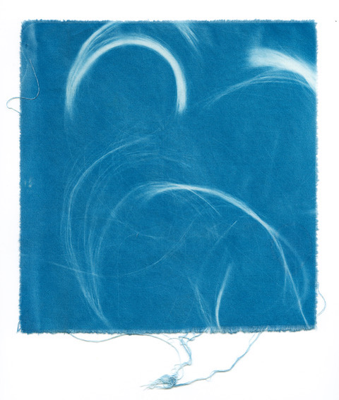 hair strands on a blue background