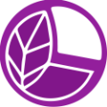 An icon of a leaf that is part of a pie graphic representing Ecological Economics.