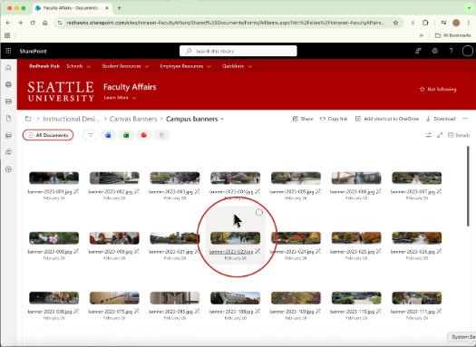 Screenshot of Sharepoint folder showing banner folder