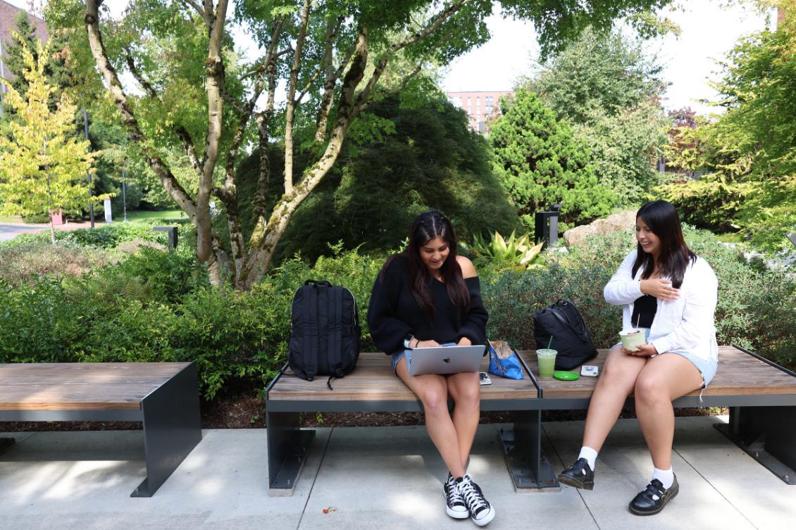 First day girls on benches