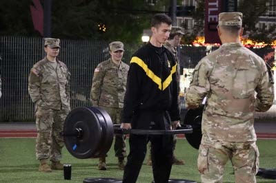 Cadet w/ large weight outside