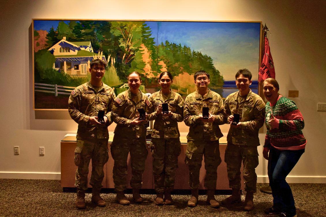 5 Cadets in greens w/ branches