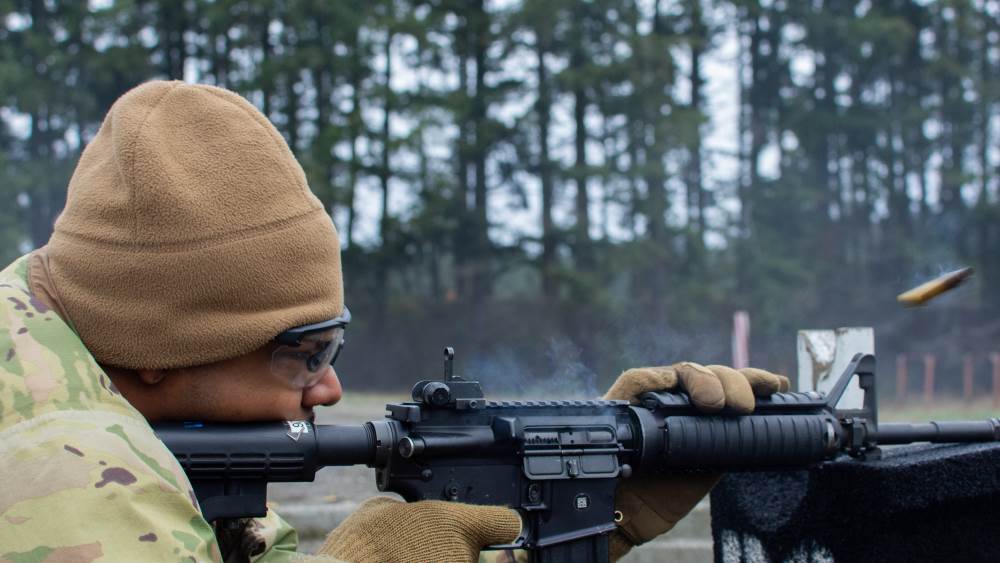 Cadet prone with rifle