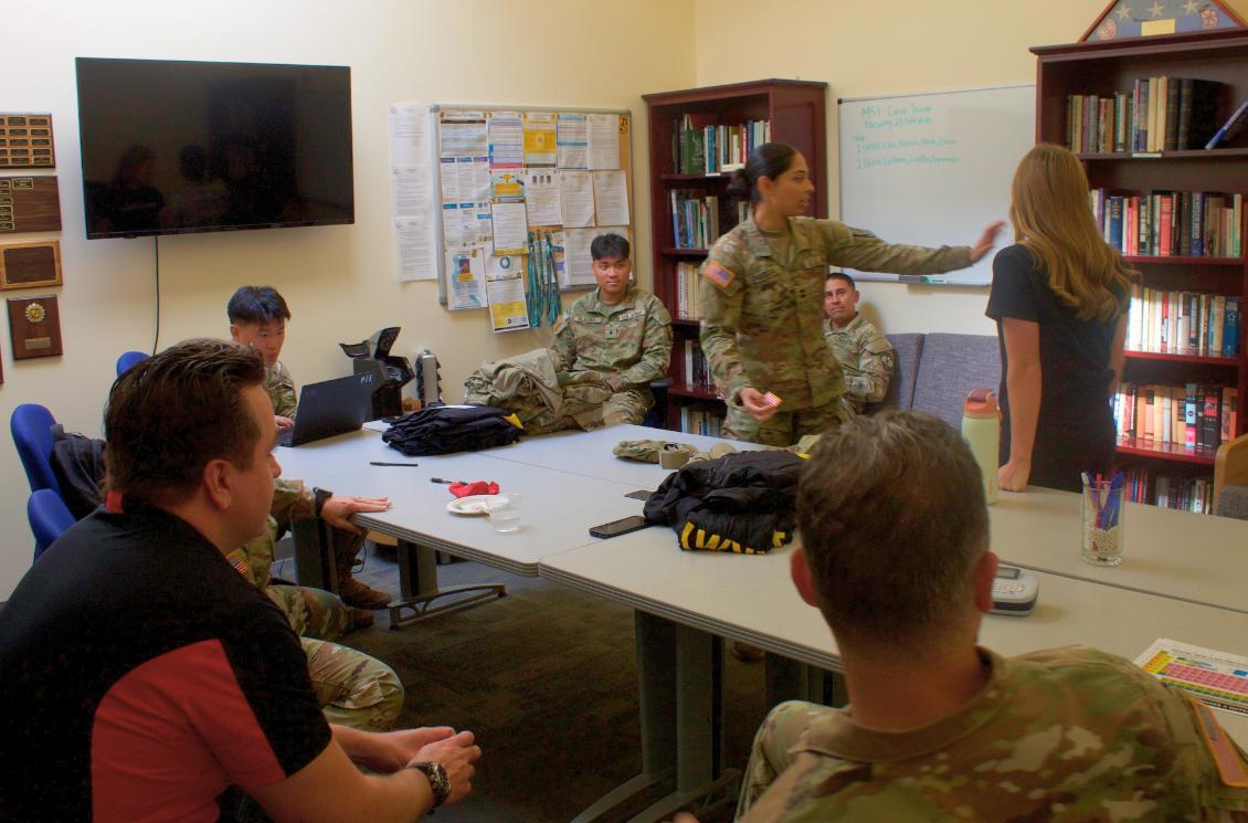 Student Orienting New Cadet
