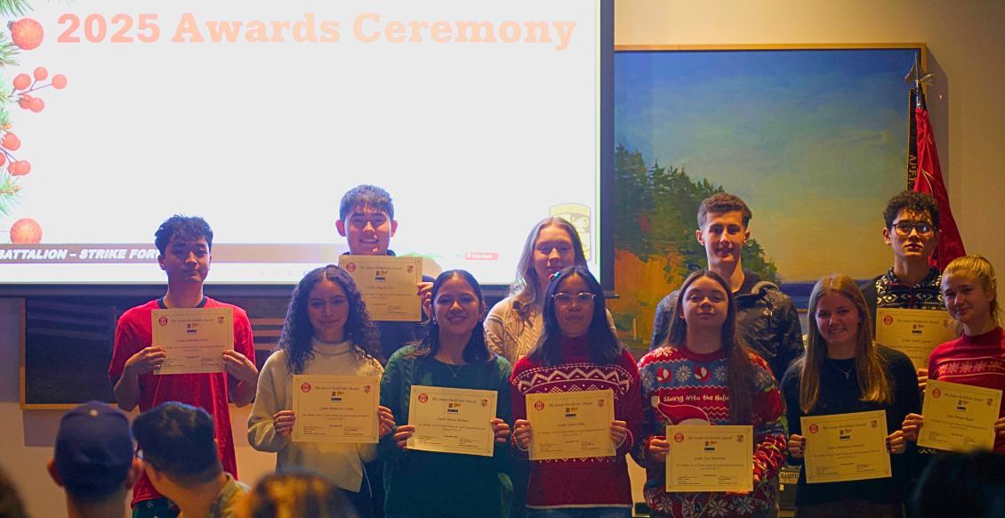 Cadets in front of screen