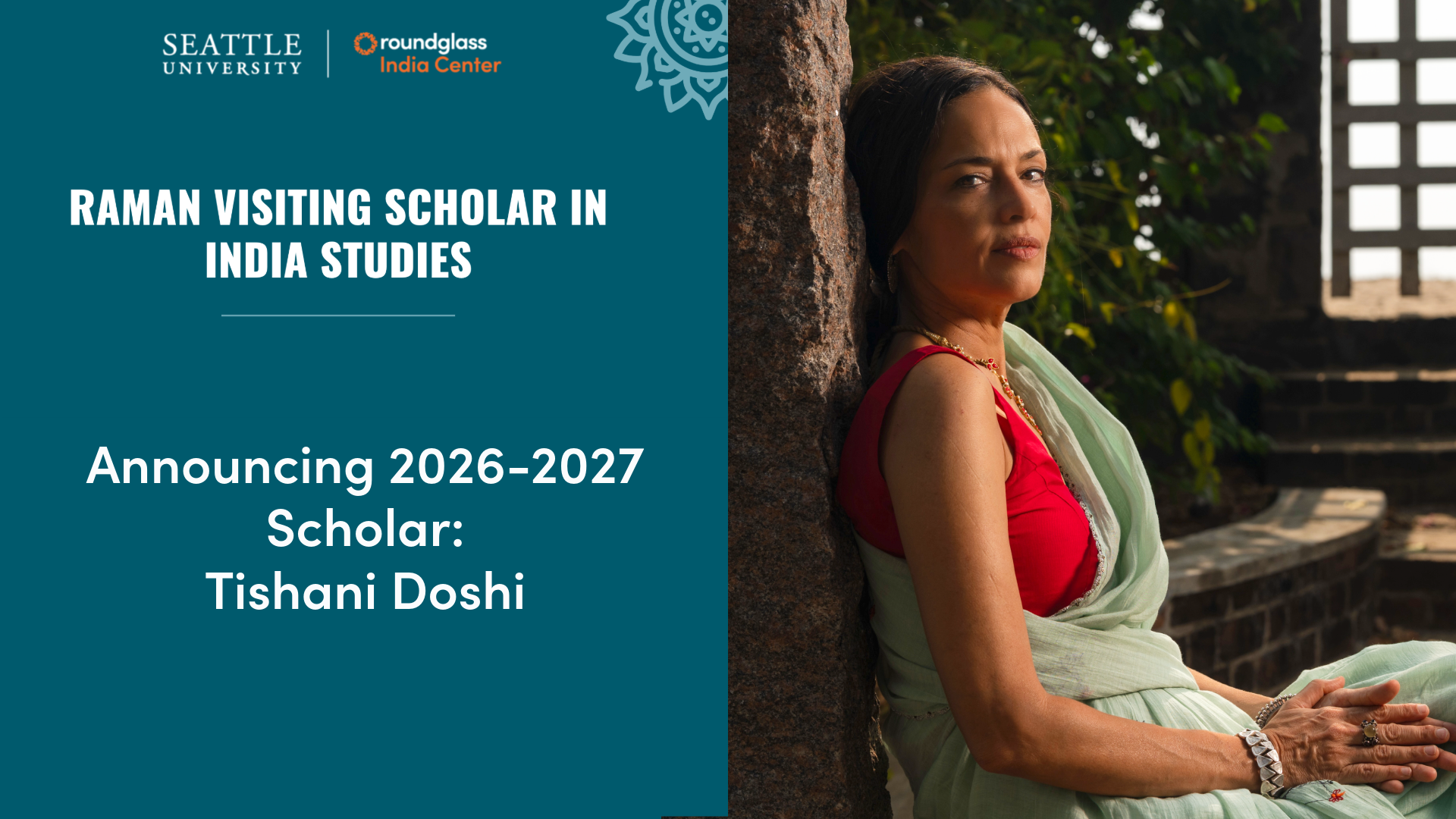 announcing the 2026 scholar Tishani Doshi graphic
